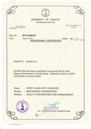 pareeksha bhavan calicut university|Original Degree Certificate .